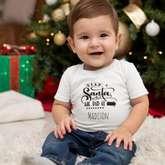 Camiseta Divertido Querido Papai Noel Ele Fez Nome Personal
