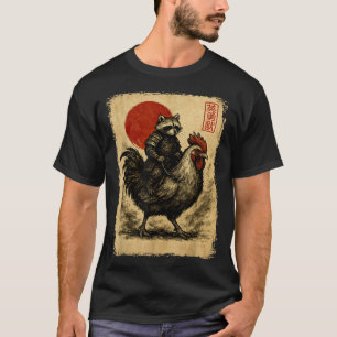 Camiseta Divertido Racoon Galo Japonês Uki Vintage