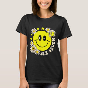 Camiseta Divertido rosto sorridente seis sete flor margarid