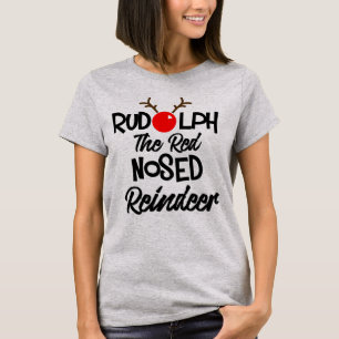 Camiseta Divertido Rudolph A Rena Vermelha Nosada Xmas Grá