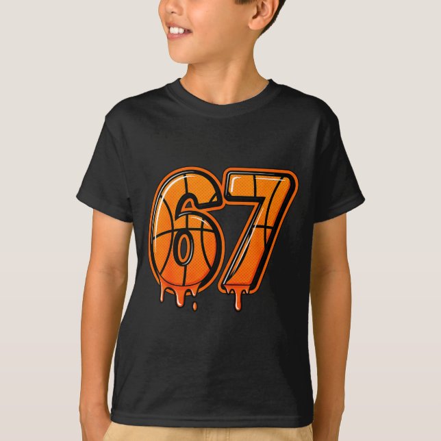 Camiseta Divertido Seis Sete 67 Meme Gen Alpha 67 Basqueteb (Frente)