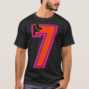 Camiseta Divertido Seis Sete 6 7 Dia das Bruxas Gato Preto