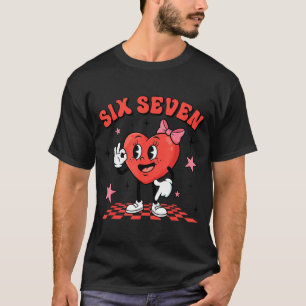 Camiseta Divertido Seis Sete Coração Fofo 67 Meme Dia dos N