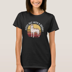 Camiseta Divertido Siberiano Husky Cão Relaxar Retro Cachor