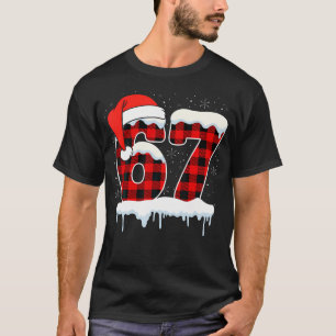 Camiseta Divertido Six Seven 67 Natal Xadrez Vermelho Natal
