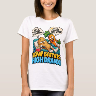 Camiseta Divertido Sofá Batata Fofa Humor de Dia Preguiçoso