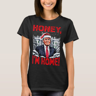 Camiseta Divertido Trump Xmas Querida Estou em Casa Donald