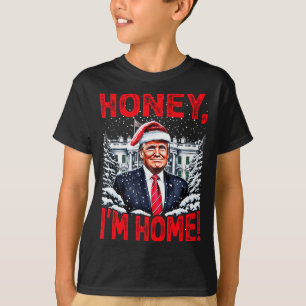 Camiseta Divertido Trump Xmas Querida Estou Em Casa Donald
