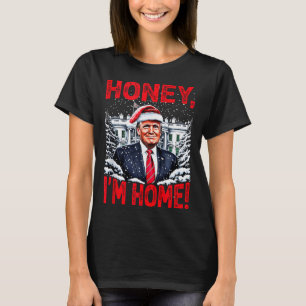 Camiseta Divertido Trump Xmas Querida Estou Em Casa Donald