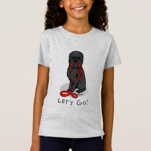 Camiseta Divertido Vamos Lá! Caminhar Affenpinscher (Preto