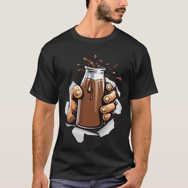 Camiseta divertido vaso de leche achocolatada  (Frente)