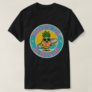 Camiseta Divertido Vintage Havaí Abacaxi Surf Retro