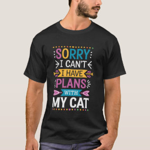 Camiseta Divertido Vintage Tenho Planos Com Meu Gato Retro