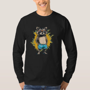 Camiseta Divertimento ao lado com este guaxinim em troncos