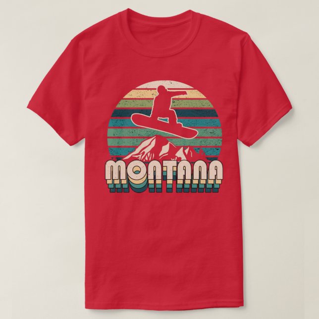 Camiseta Divertimento com pranchas de neve de Montana1 (Frente do Design)