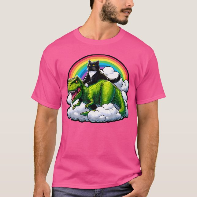 Camiseta Divertimento de nuvens Negras com Dinossauro T Rex (Frente)
