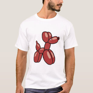 Camiseta Divertimento, design vermelho do cão do balão