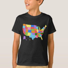 Camiseta Divertimento e mapa colorido do arco-íris dos EUA