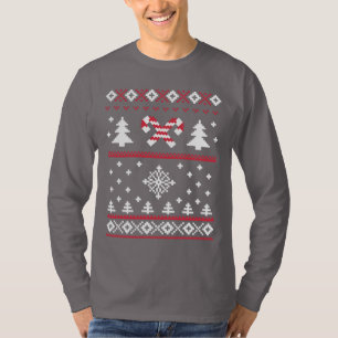 Camiseta Divertimento feio da camisola do Natal do bastão
