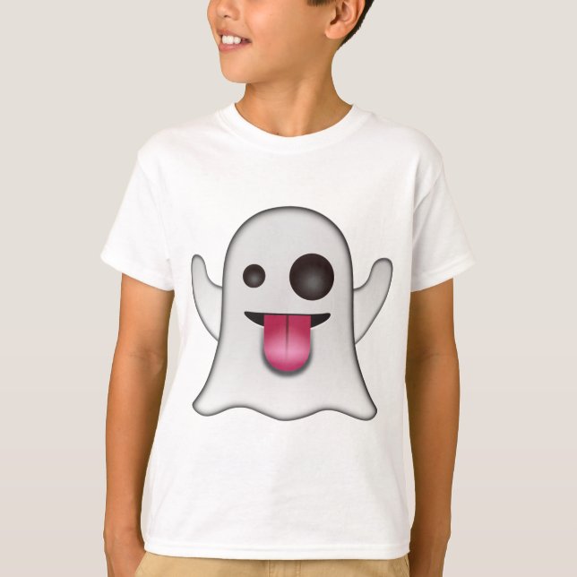 Camiseta Divertimento legal de Emoji do fantasma assustador (Frente)