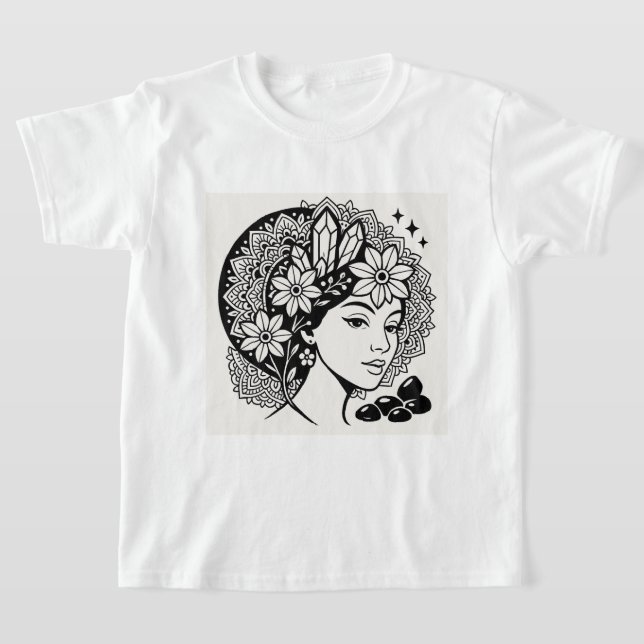 Camiseta Divina Feminina Mandala Art Floral Crystal Deusa (Postura )