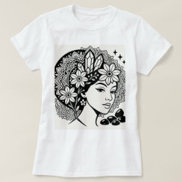 Camiseta Divina Feminina Mandala Art Floral Crystal Deusa