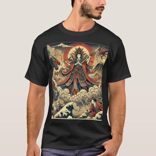 Camiseta Divine Goddess & Dragons - Ukiyo-e Myth (Frente)
