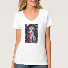 Camiseta Divine Mercy Jesus Women's V-Neck Tee Shirt