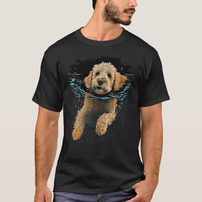 Camiseta Diving and Swimming Goldendoodle Water Golden Dood (Frente)