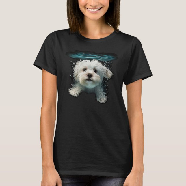 Camiseta Diving and Swimming Water Maltese dog (Frente)