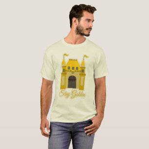 Camiseta Divisa dourada do castelo da fantasia da estada