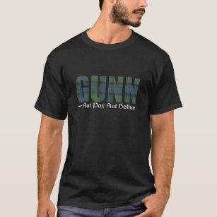 Camiseta Divisa escocesa do nome do Tartan do clã de Gunn