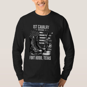 Camiseta Divisão de Cavalaria de 1rua Fort Hood Vete Milita