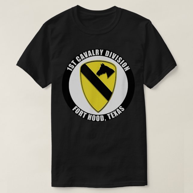 Camiseta Divisão de Cavalaria de rua Fort Hood Texas Emblem (Frente do Design)