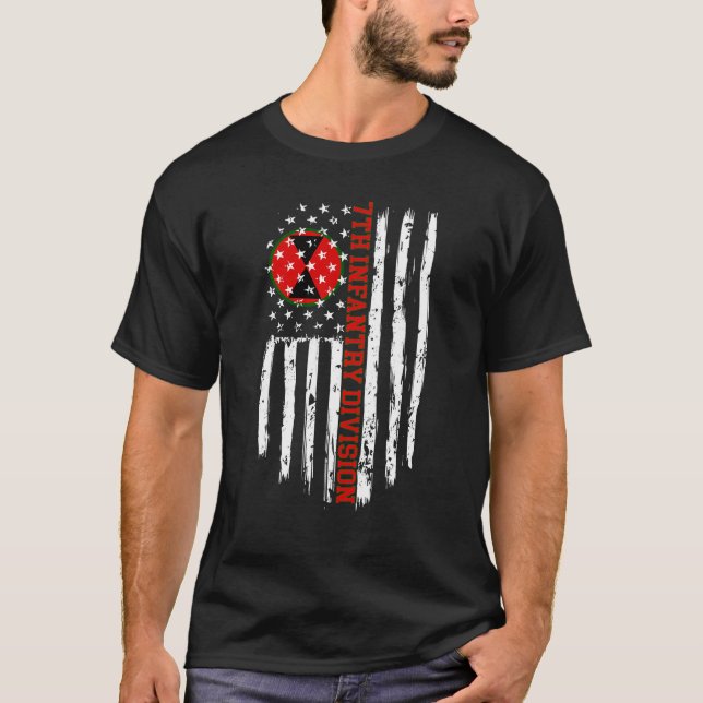 Camiseta Divisão de Infantaria 7 Divisão de Bandeira Americ (Frente)