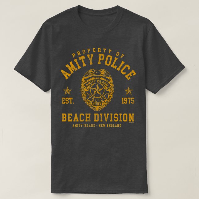 Camiseta Divisão de Praia da Polícia de Amity Island (Frente do Design)