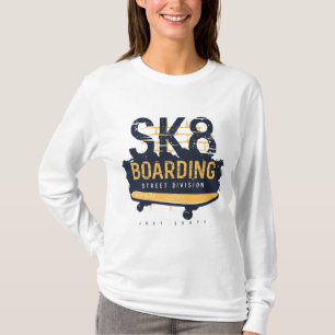 Camiseta Divisão de Rua de Skate SK8 Desgastada