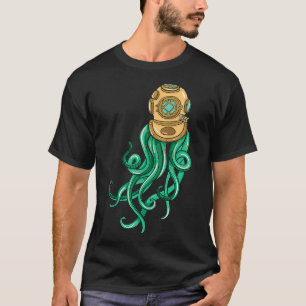 Camiseta Divisor de Dobras Scuba Octopus Ilustração do Mar