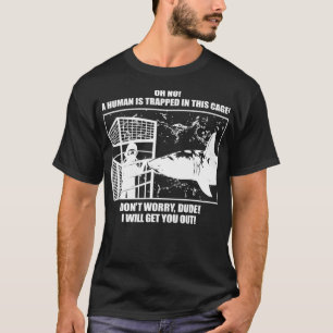 Camiseta Divisor de Gaiola Branca de Tubarão Excelente Ami