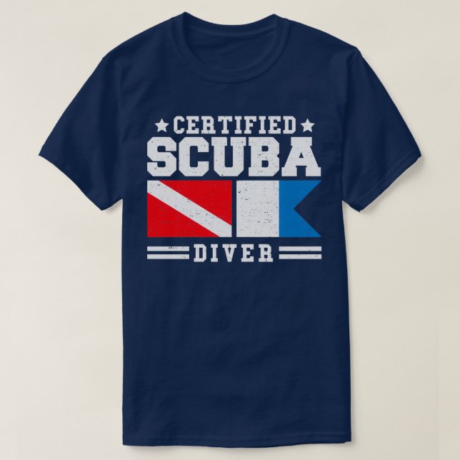 Camiseta Divisor de mergulho Scuba Certificado 1 (Frente do Design)
