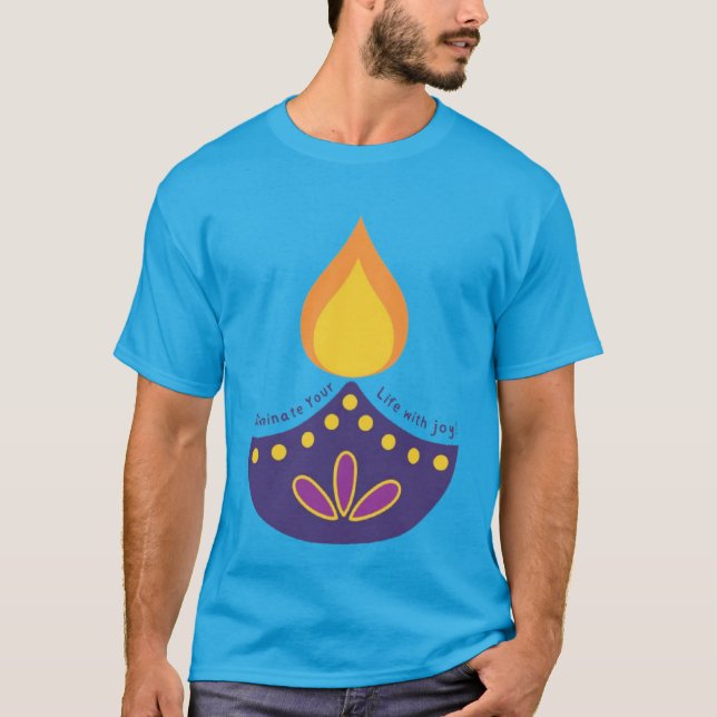 Camiseta Diwali Diya T-Shirt - Comemora o Festival de Li (Frente)