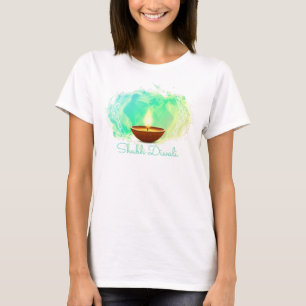 Camiseta Diya Diwali Green Watercolor
