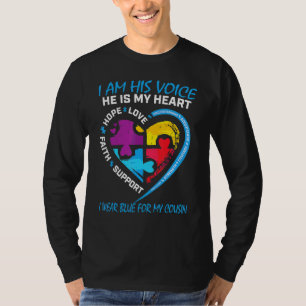 Camiseta Diz Puzzle Eu Uso Azul Pelo Meu Primo Autismo C