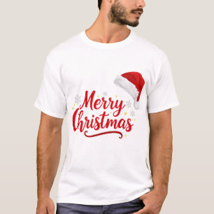 Camiseta Dizendo Feliz Natal com PNG de Chapéu de Papai Noe
