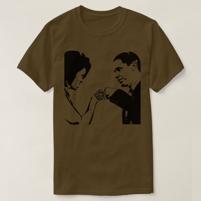 Camiseta DIZER ALTO Obama Fist Bump (Frente do Design)