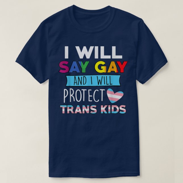 Camiseta Dizer_Gay Engraçado E Eu Protegerei Kids_Trans Lgb (Frente do Design)
