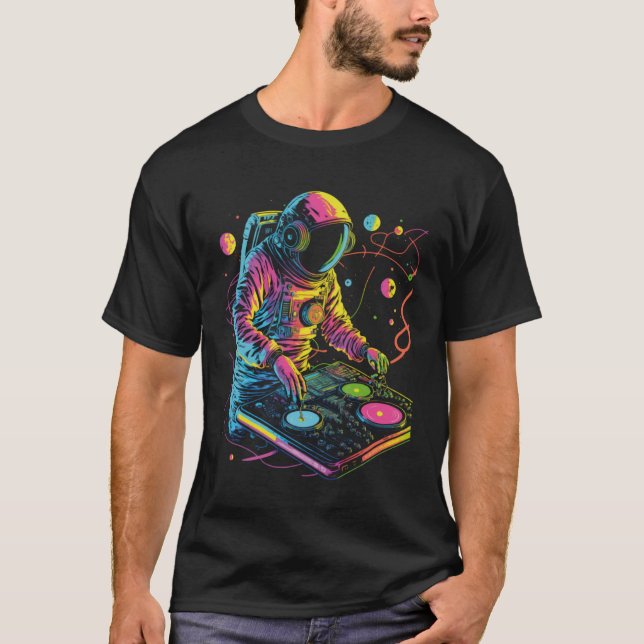 Camiseta DJ Astronaut EDM Music DJing Spaceman Psytrance Te (Frente)