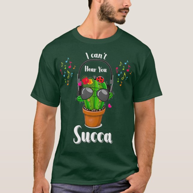 Camiseta Dj Cactus Com Fones de ouvido E Óculos De Sol (Frente)