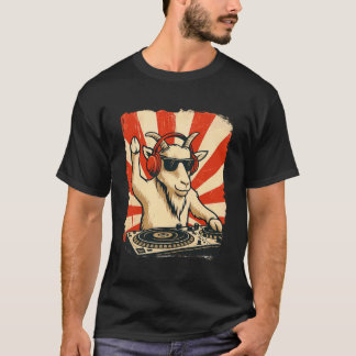 Camiseta DJ Casa de Música Cabra Retro Amante de Animais