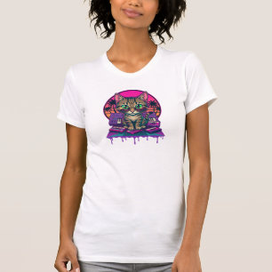 Camiseta DJ Cat de Synthwave